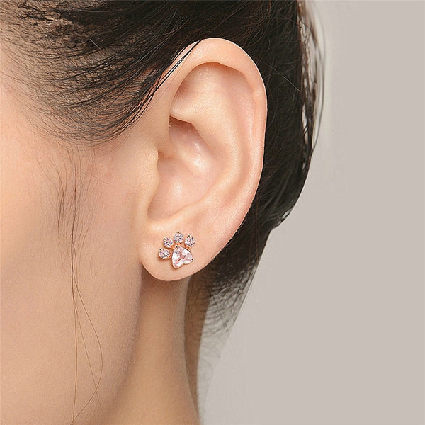 Rose Gold Paw Earrings - The Sofia Shop